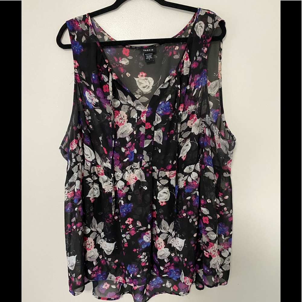 Black sheer floral top